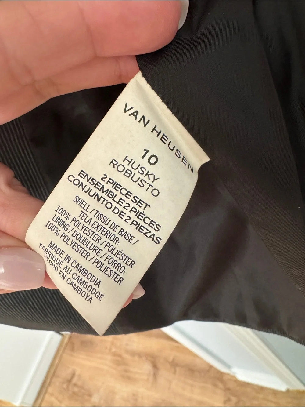 Van Heusen Boys 10 Husky Black Gray Striped 2 Pc Suit Jacket Pants Set